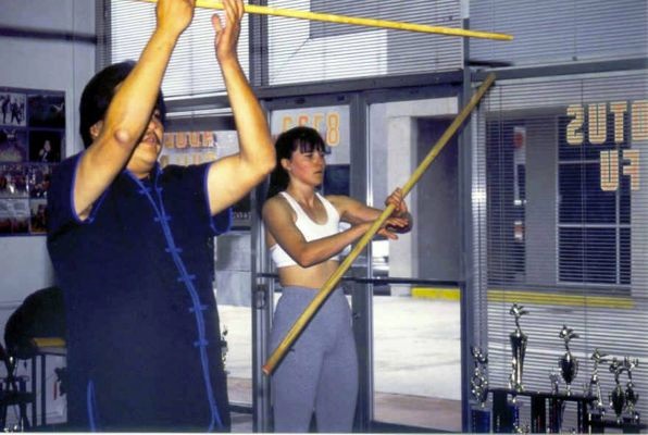 Lucy Lawless training for Xena at White Lotus Studio Northridge, CA.