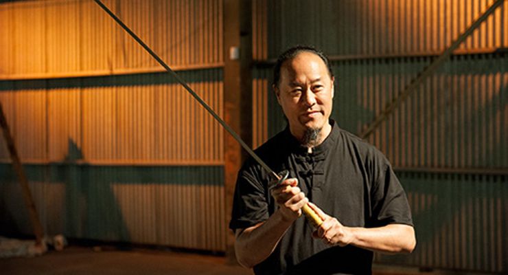 Gene Ching with a Baltimore Knife & Sword Katana on Man At Arms: Art Of War