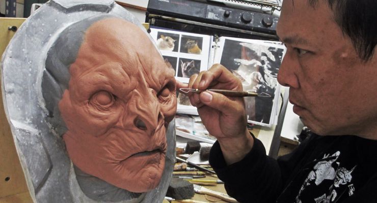 Steve Wang working on Face Sculture