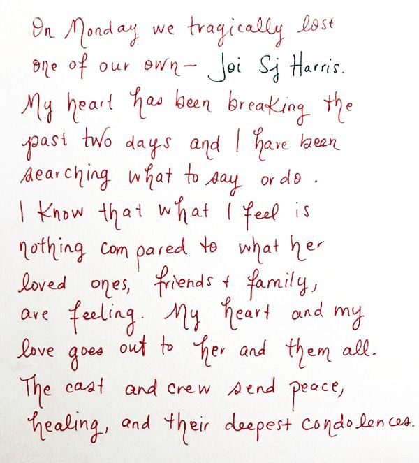 Zazie Beetz Handwritten Note