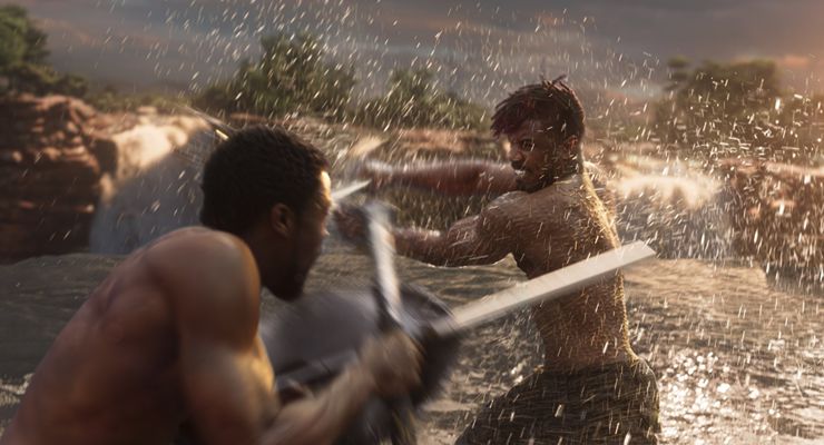 Michael B. Jordan and Chadwick Boseman in Black Panther (2018)