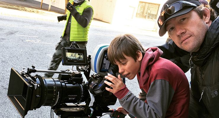 Darrin Prescott with his "A" camera operator, directing action on BABY DRIVER.