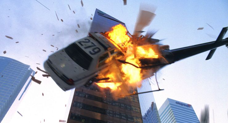 Live Free or Die Hard (2007) Helicopter Meets Car
