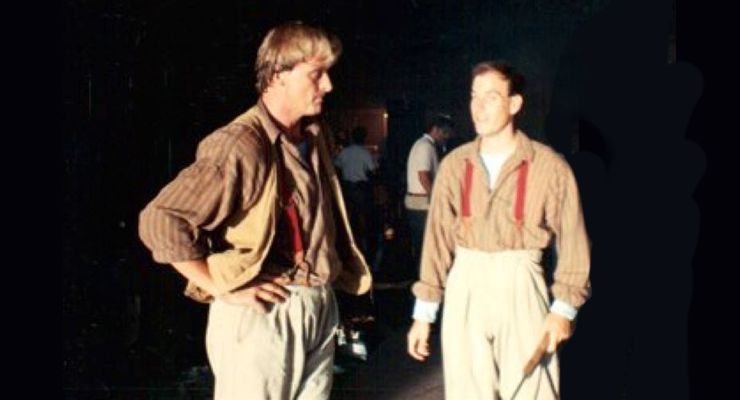 Rutger Hauer and Steve Lambert working on Blind Fury (1989)