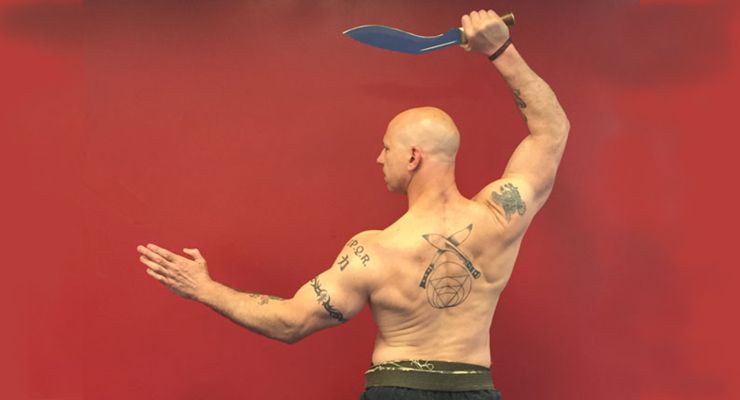 Phil Ross with his custom Kukri for Forged in Fire: Knife or Death (2018) Phil Ross with his custom Kukri for Forged in Fire: Knife or Death (2018)
