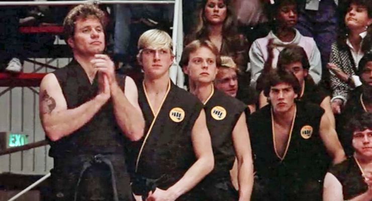 Martin Kove, William Zabka, and Ron Thomas in The Karate Kid (1984)