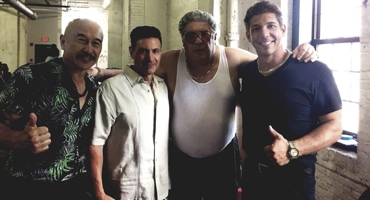 James Lew, William DelMeo, Vincent Pastore and Eric Kovaleski in the cast of Made in Chinatown (2019)