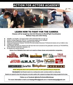 Action For Actors Academy August 25 2019 Flyer