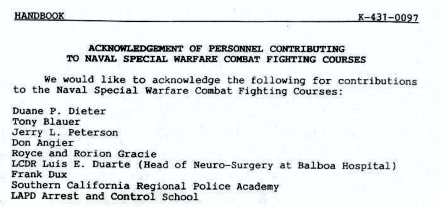 Contribution to Naval Special Warfare Combat Fighting Courses